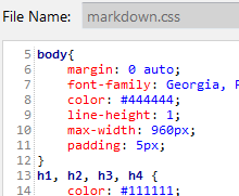 Custom CSS editor in MarkdownPad.